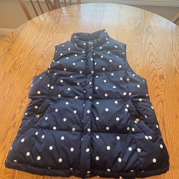 Joules Navy Blue Polka Dot Quilted Reversible Puffer Vest US 10 EUC - Picture 2 of 11